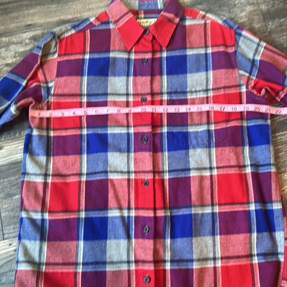 Eddie Bauer 100% Cotton Flannel Red and Blue Plaid Button-Up Shirt Women Medium - Picture 4 of 5